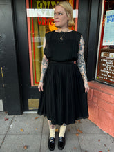 Load image into Gallery viewer, Vintage 1950s inky black silk nude illusion party dress