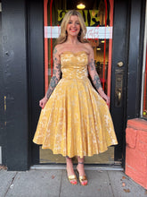 Load image into Gallery viewer, Vintage 1950s Fred Perlberg gold party dress