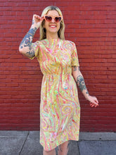 Load image into Gallery viewer, Vintage 60s/70s marble print midi dress