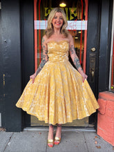 Load image into Gallery viewer, Vintage 1950s Fred Perlberg gold party dress