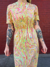 Load image into Gallery viewer, Vintage 60s/70s marble print midi dress