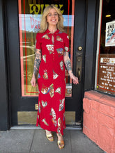 Load image into Gallery viewer, Vintage rayon fan dress 90s does 40s