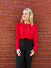 Load image into Gallery viewer, Poinsettia Puff Blouse