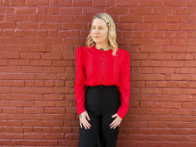Load image into Gallery viewer, Poinsettia Puff Blouse