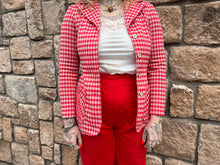 Load image into Gallery viewer, Red + White Checkered Blazer