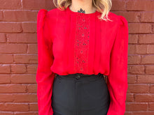 Load image into Gallery viewer, Poinsettia Puff Blouse