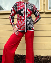 Load image into Gallery viewer, Red + Black Flower Tunic