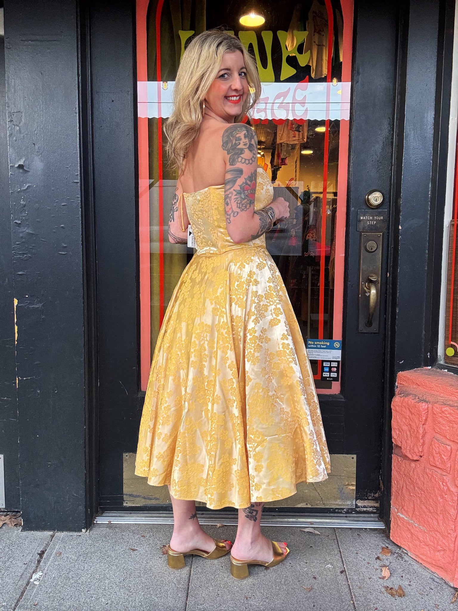 Vintage 1950s Fred Perlberg gold party dress Wink Vintage Vintage 1950s Fred Perlberg gold party dress Wink Vintage