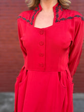 Load image into Gallery viewer, Vintage 40s cold pressed rayon cocktail dress
