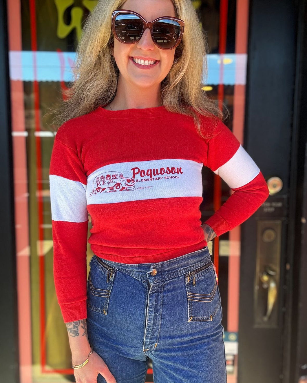 Vintage 80s red+white sweatshirt