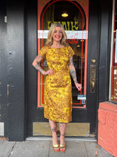 Load image into Gallery viewer, Vintage 60s gold brocade + sparkle dress
