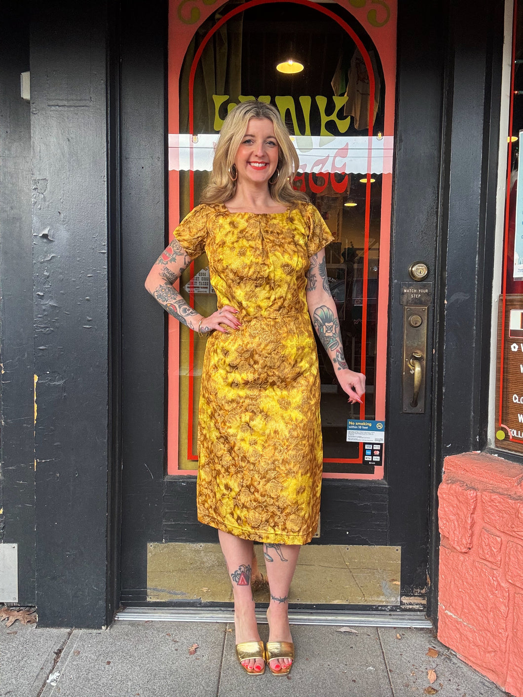 Vintage 60s gold brocade + sparkle dress