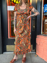 Load image into Gallery viewer, 70s Orange Paisley Maxi
