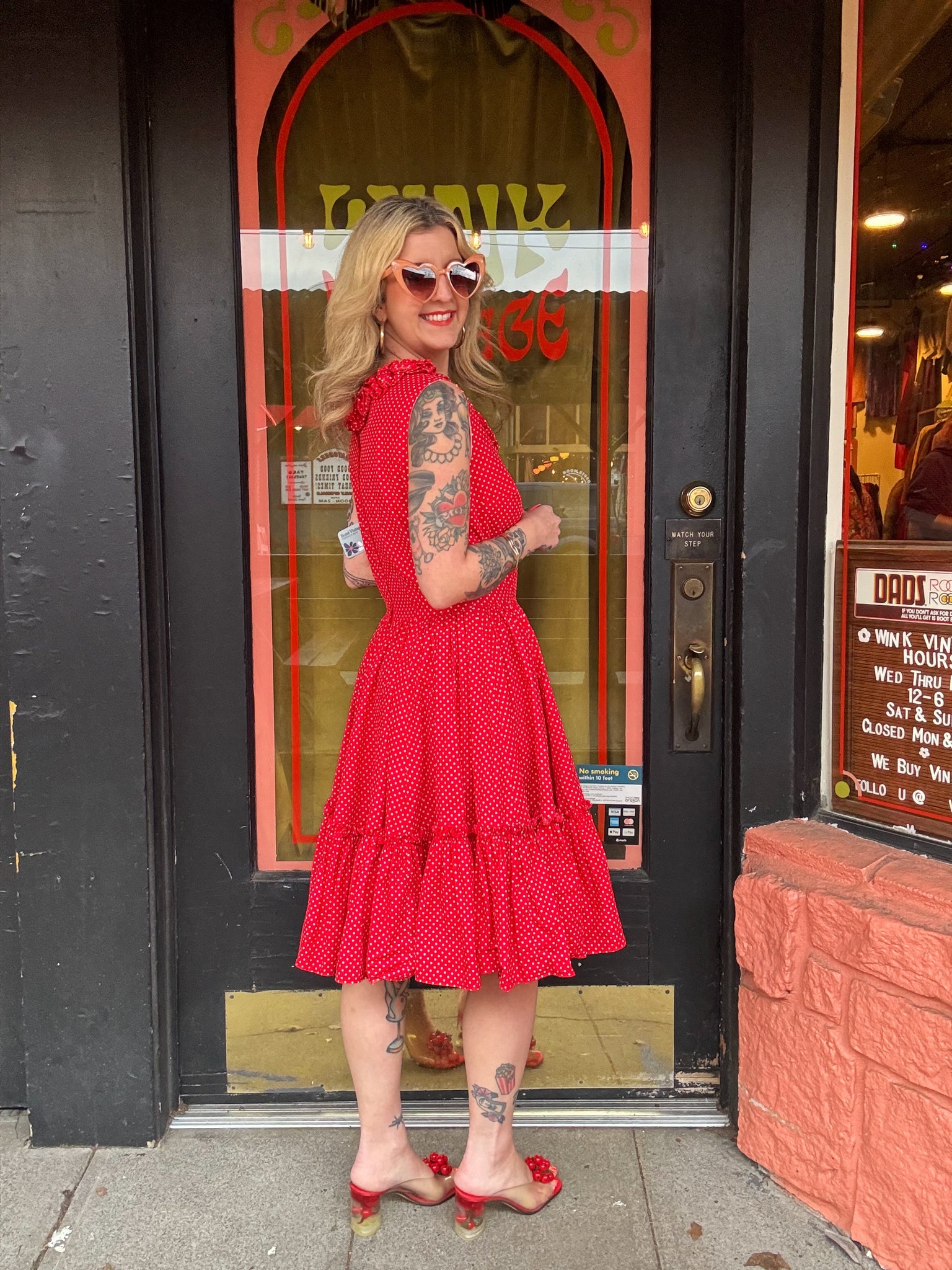 Vintage 60s red + white ruffle dress Wink Vintage Vintage 60s red + white ruffle dress Wink Vintage