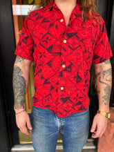 Load image into Gallery viewer, Vintage red and black aloha shirt
