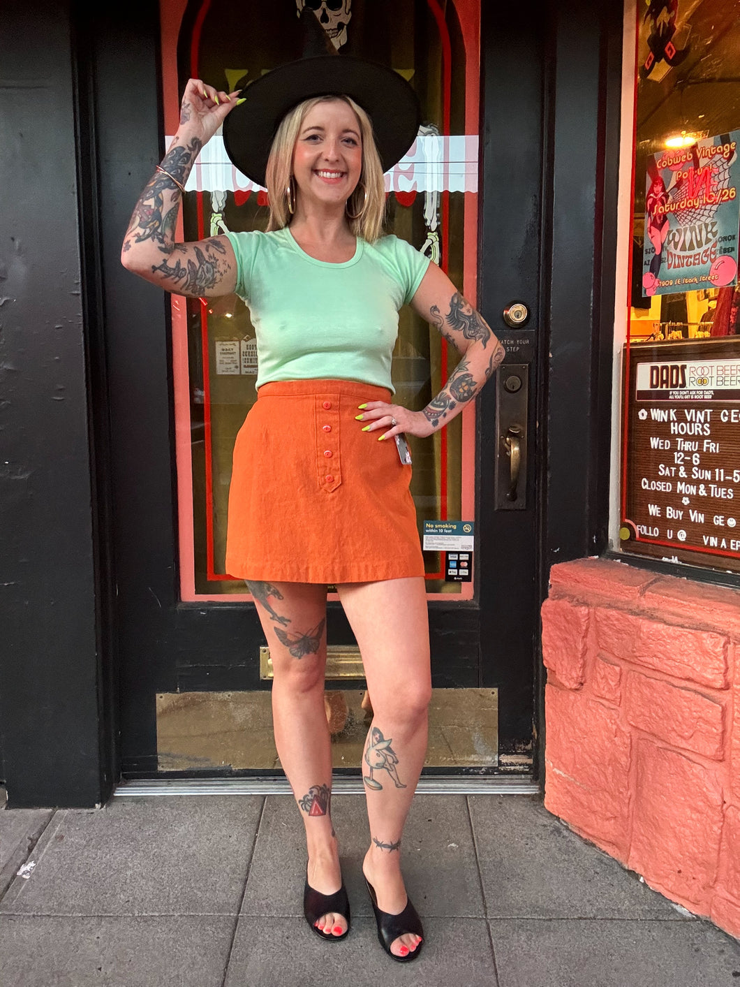 Vintage 60s/70s orange mini skirt