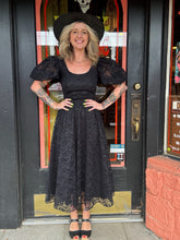 Load image into Gallery viewer, Vintage 80s black lace scoop back midi dress
