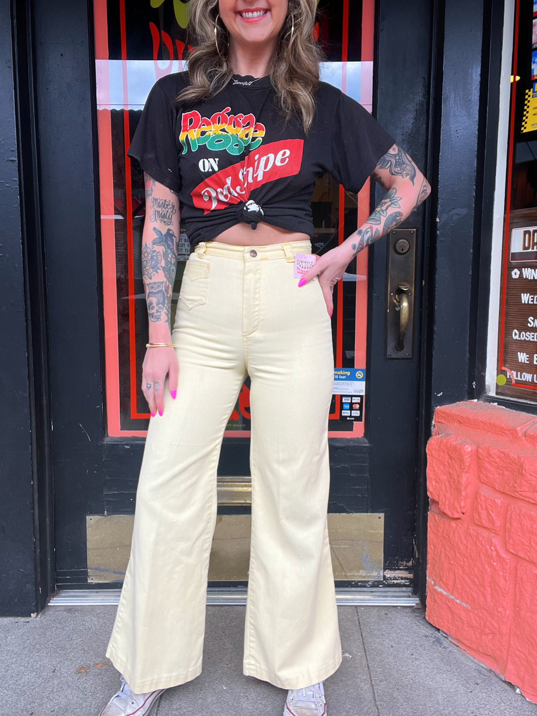 70s buttery yellow bellbottoms