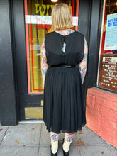 Load image into Gallery viewer, Vintage 1950s inky black silk nude illusion party dress
