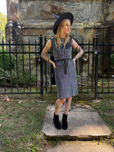 Load image into Gallery viewer, Vintage 60s/70s black and silver sparkle midi dress lurex

