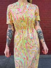 Load image into Gallery viewer, Vintage 60s/70s marble print midi dress
