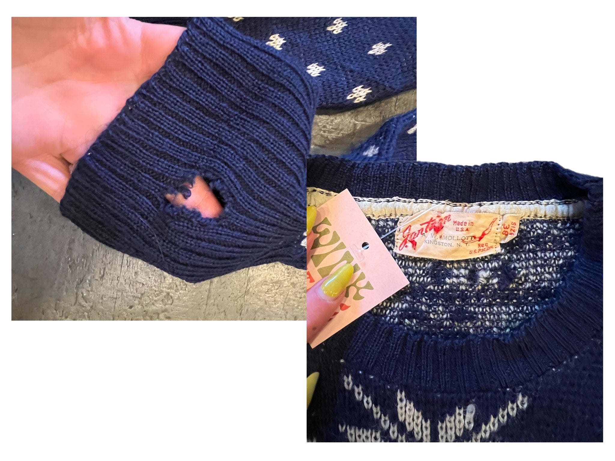 ニット/セーター france vintage reindeer knit. Vintage Jantzen Sweater XS Red 1940s Novelty Reindeer