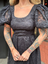 Load image into Gallery viewer, Vintage 80s black lace scoop back midi dress
