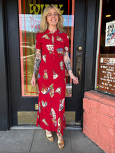 Load image into Gallery viewer, Vintage rayon fan dress 90s does 40s
