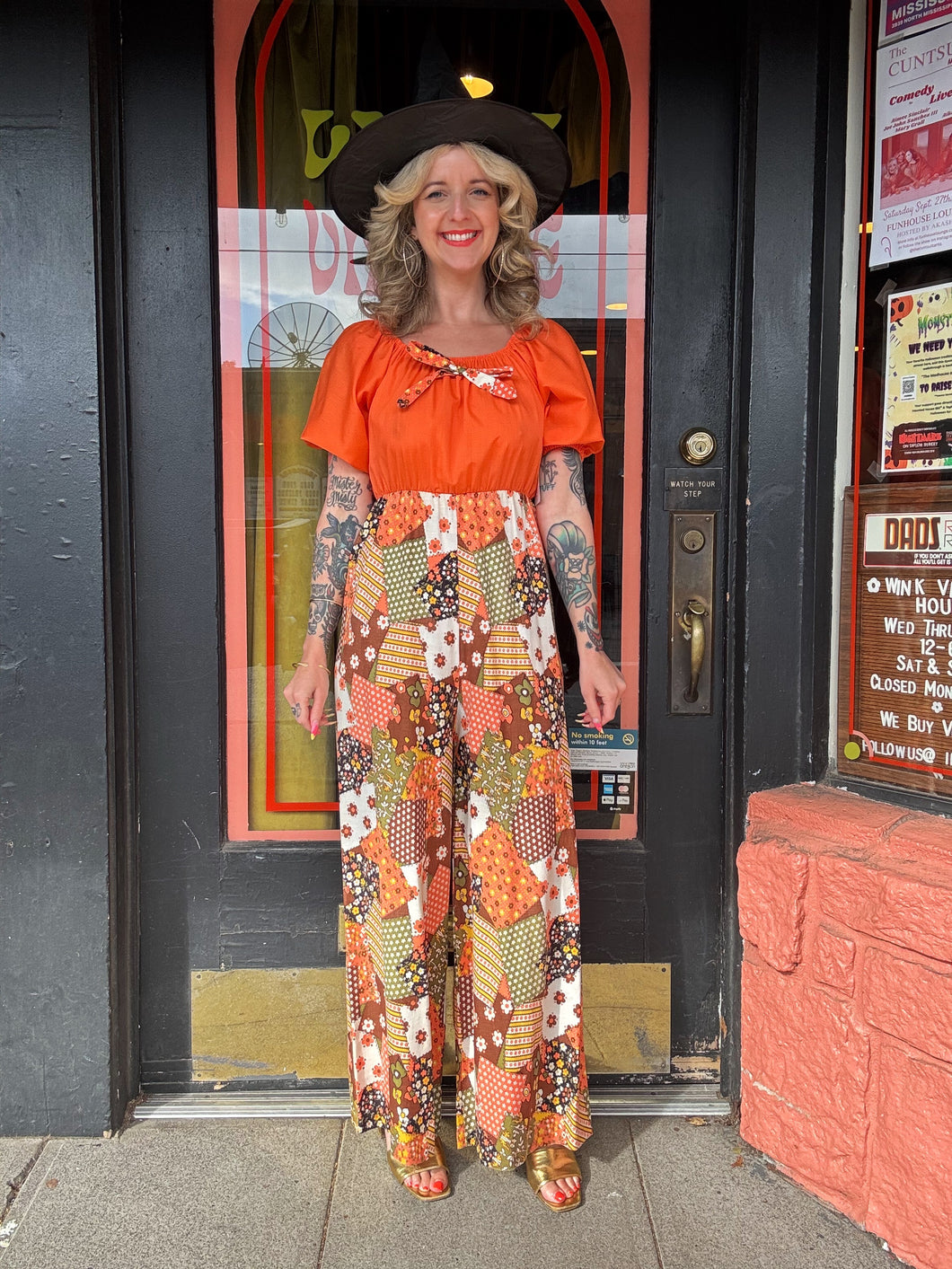 Vibrate 70s patchwork jumpsuit