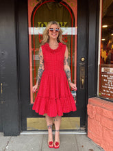 Load image into Gallery viewer, Vintage 60s red + white ruffle dress
