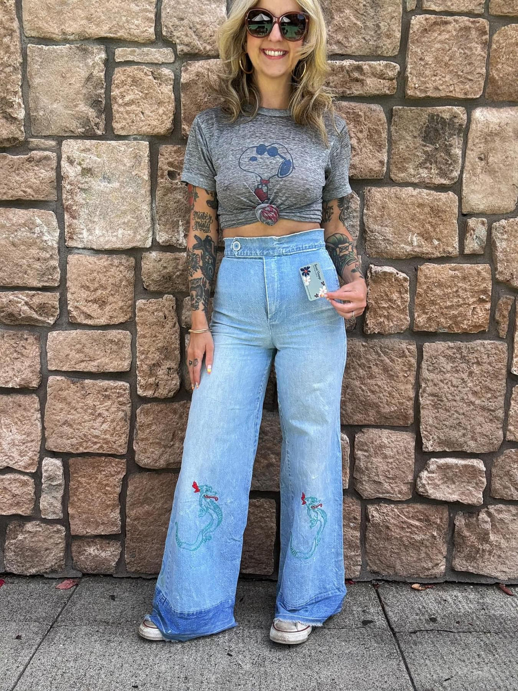 Vintage 1970s dragon bell bottoms