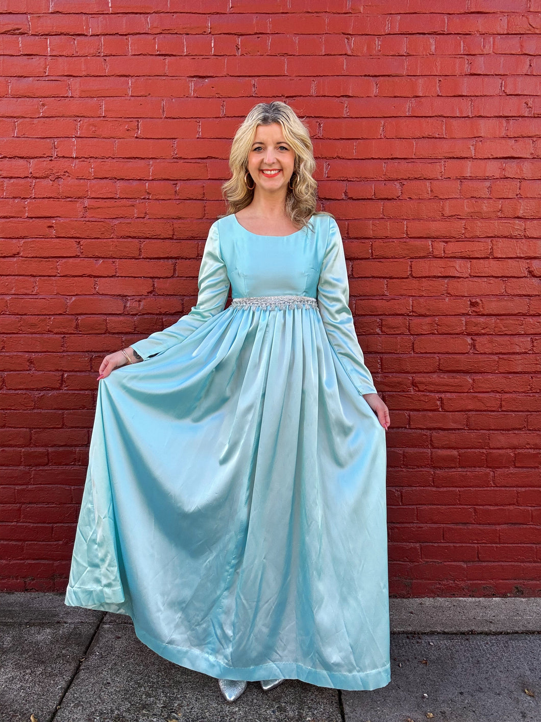 Vintage 60s icy blue maxi