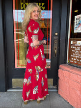 Load image into Gallery viewer, Vintage rayon fan dress 90s does 40s
