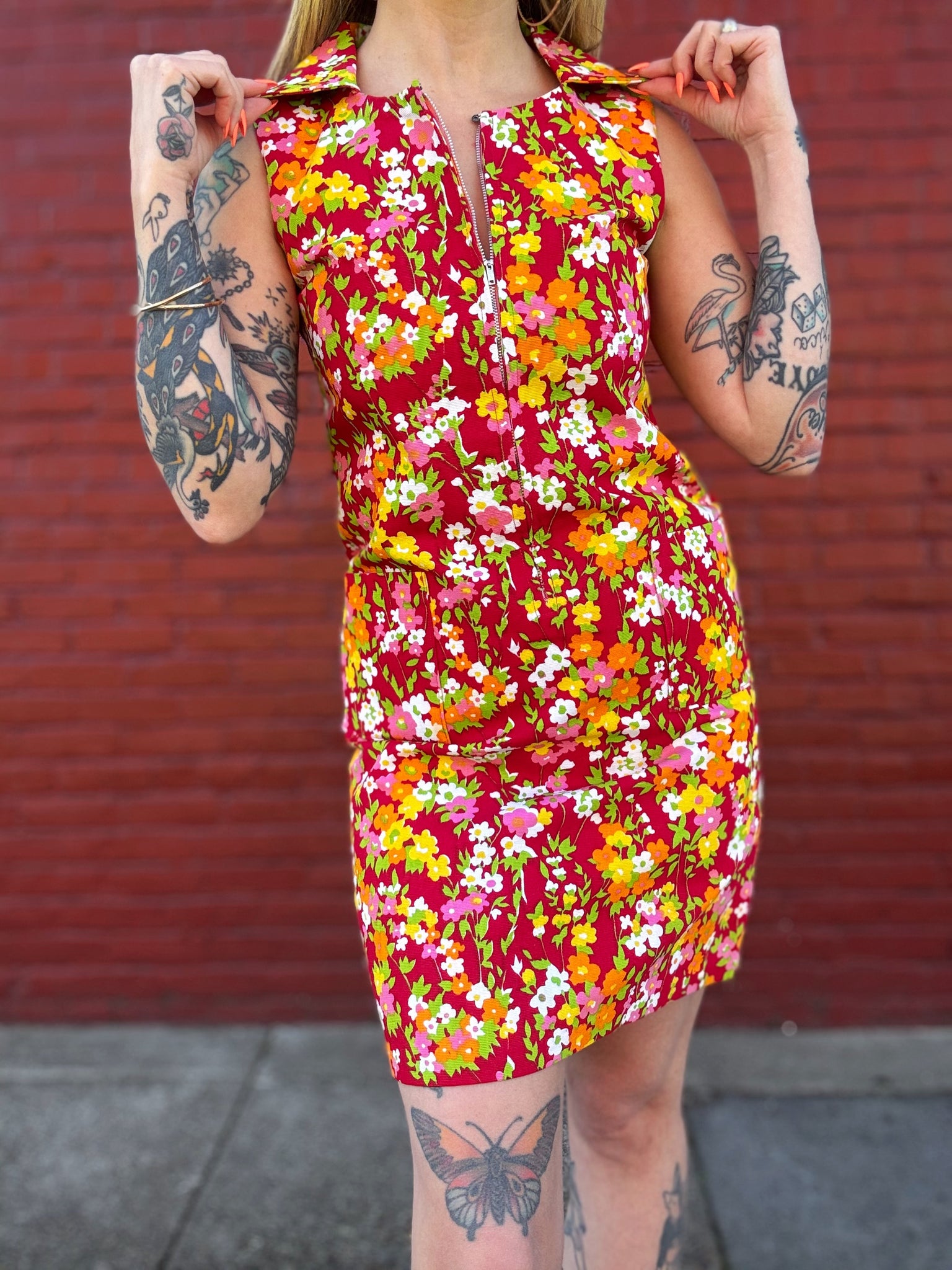 flower power mini dress Galaca Mini Dress in Flower Power Blue