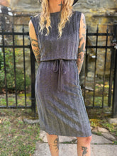 Load image into Gallery viewer, Vintage 60s/70s black and silver sparkle midi dress lurex
