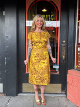 Load image into Gallery viewer, Vintage 60s gold brocade + sparkle dress
