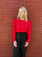 Load image into Gallery viewer, Poinsettia Puff Blouse
