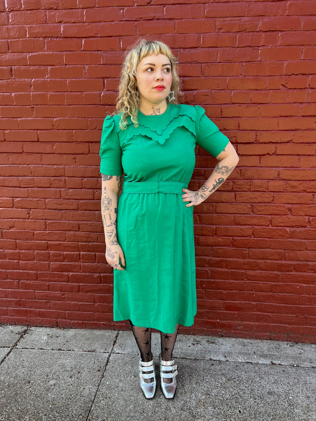 Vibrant Green Ruffle Dress