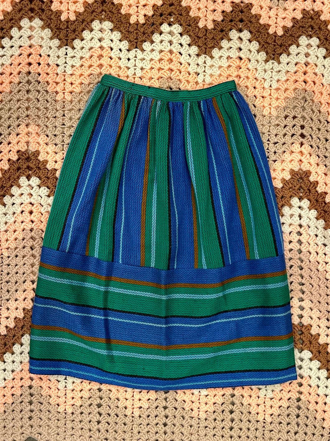 Striped Wool Midi Skirt