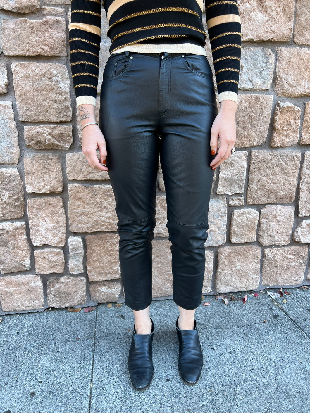 High-Waisted Leather Pants